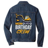 Mom Birthday Crew Construction Birthday Party Gree Men Denim Jacket | Artistshot