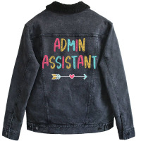 Administrative Assistant Fun Casual Boho Design Bl Unisex Sherpa-lined Denim Jacket | Artistshot