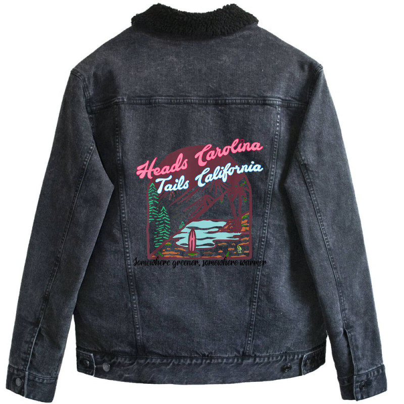 Heads Carolina Tail California Western Summer Beac Unisex Sherpa-lined Denim Jacket | Artistshot