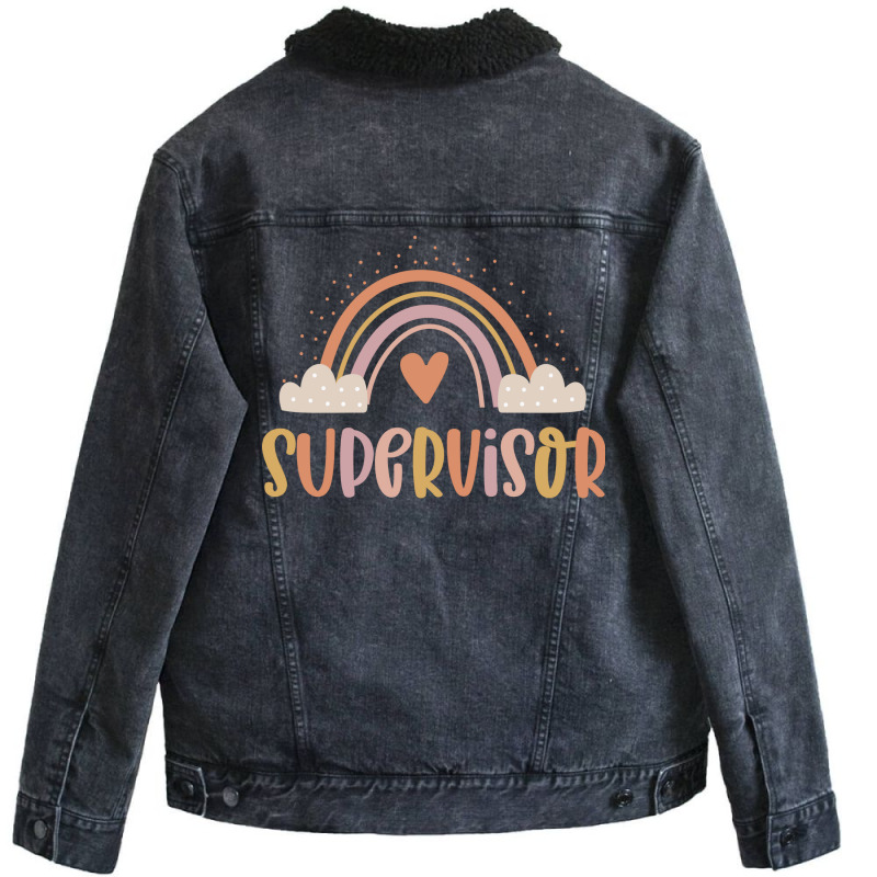 Supervisor Boho Casual Over The Rainbow Design Unisex Sherpa-Lined Denim Jacket by hoyingskizob | Artistshot