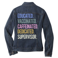 Supervisor Retro Vaccination Design Ladies Denim Jacket | Artistshot