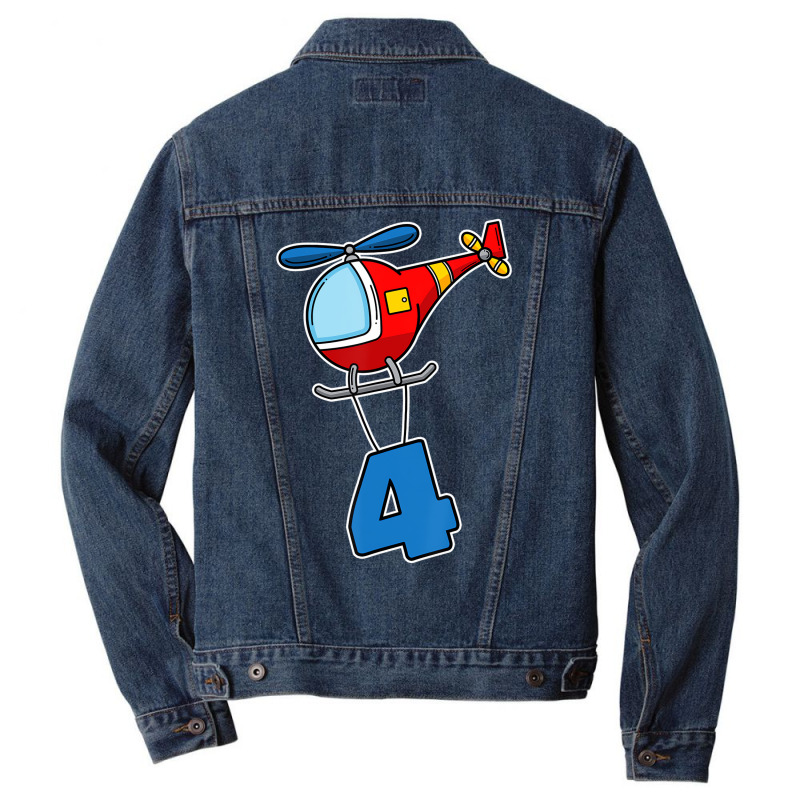 4th Birthday 4 Four Girls And Boys Helicopter T Sh Men Denim Jacket | Artistshot