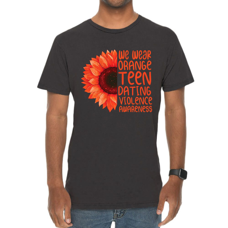 Sunflower We Wear Orange Teen Dating Violence Awar Vintage T-Shirt by severodanie | Artistshot