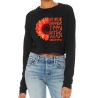 Sunflower We Wear Orange Teen Dating Violence Awar Cropped Sweater | Artistshot