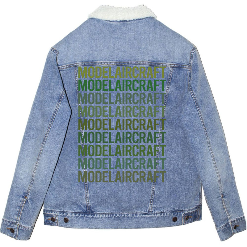 Green Text Model Aircraft Nostalgia Unisex Sherpa-lined Denim Jacket | Artistshot