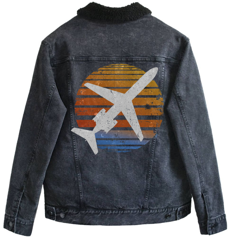 Vintage Regional Airliner Sun Nostalgia Unisex Sherpa-lined Denim Jacket | Artistshot