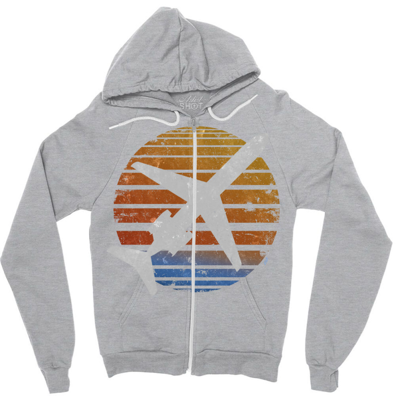 Vintage Regional Airliner Sun Nostalgia Zipper Hoodie | Artistshot