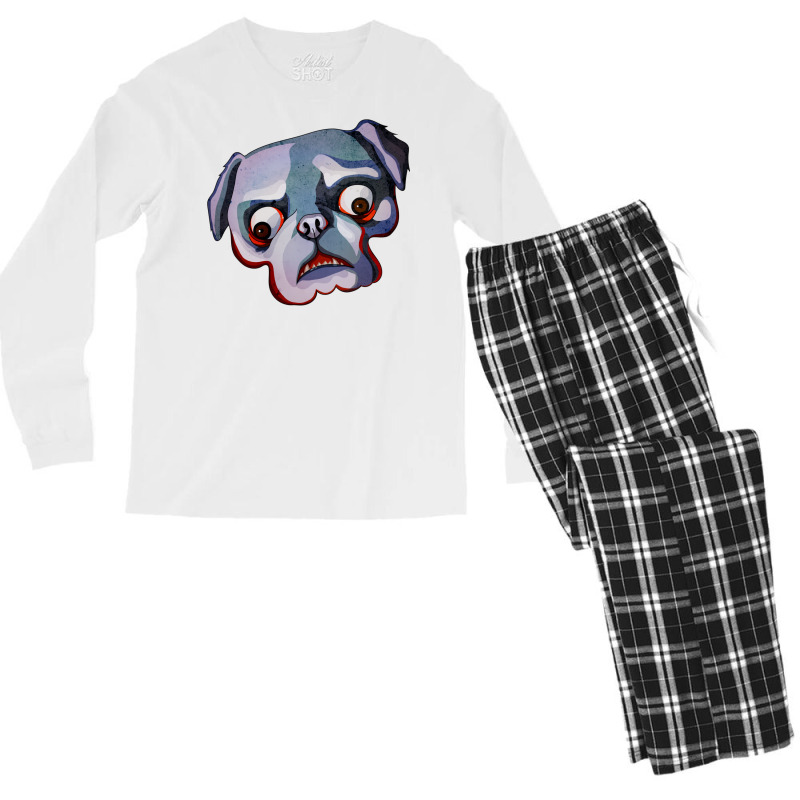 Pugzuzu   Horror Pug! Men's Long Sleeve Pajama Set | Artistshot