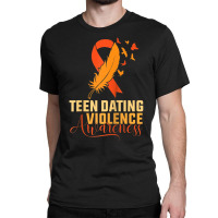 Mens In February We Wear Orange Teen Dating Violen Classic T-shirt | Artistshot