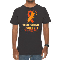 Mens In February We Wear Orange Teen Dating Violen Vintage T-shirt | Artistshot