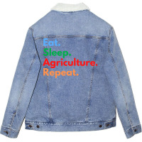 Eat Sleep Agriculture Repeat Red Unisex Sherpa-lined Denim Jacket | Artistshot