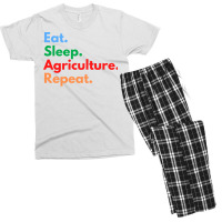 Eat Sleep Agriculture Repeat Red Men's T-shirt Pajama Set | Artistshot