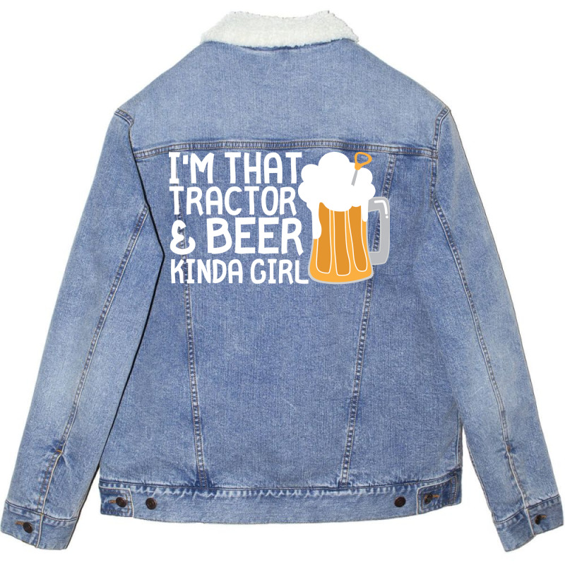 Tractor Beer Kinda Girl Farmer Summer Unisex Sherpa-lined Denim Jacket | Artistshot