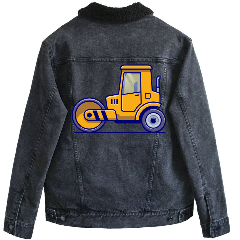 Tractor Vehicle Cartoon Illustration Girl Unisex Sherpa-Lined Denim Jacket by lodenbuduanf | Artistshot