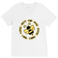 Bee Happy Kind Brave Humble Smart Positive Bumbleb V-neck Tee | Artistshot