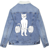 Cat Deadlift Hoodie   Powerlifting Kitty Sweater, Unisex Sherpa-lined Denim Jacket | Artistshot