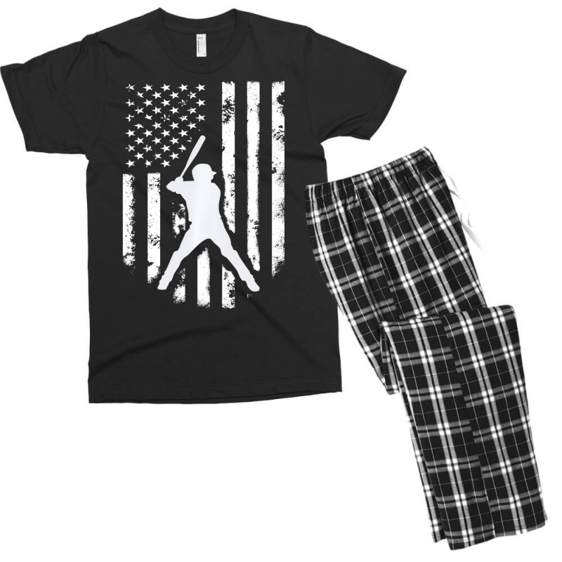 American Usa Flag Baseball Hoodie Distressed Hoode Men's T-shirt Pajama Set | Artistshot