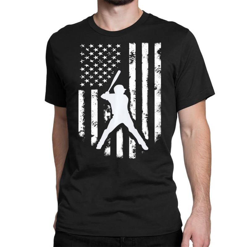 American Usa Flag Baseball Hoodie Distressed Hoode Classic T-shirt | Artistshot