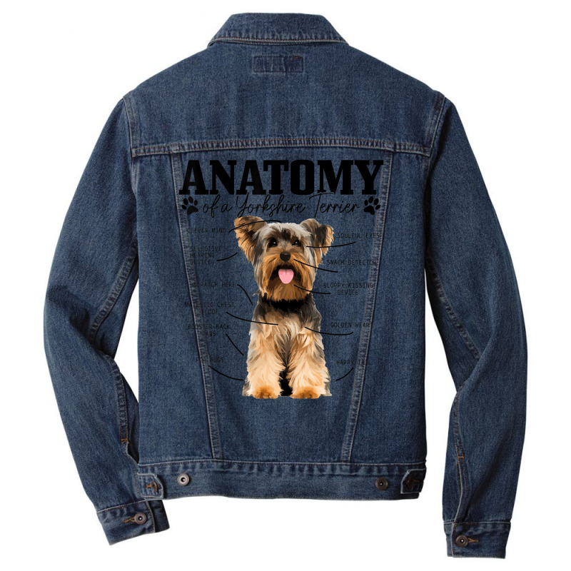 Anatomy Of A Yorkshire Terrier Funny Cute Dog York Men Denim Jacket by marva | Artistshot