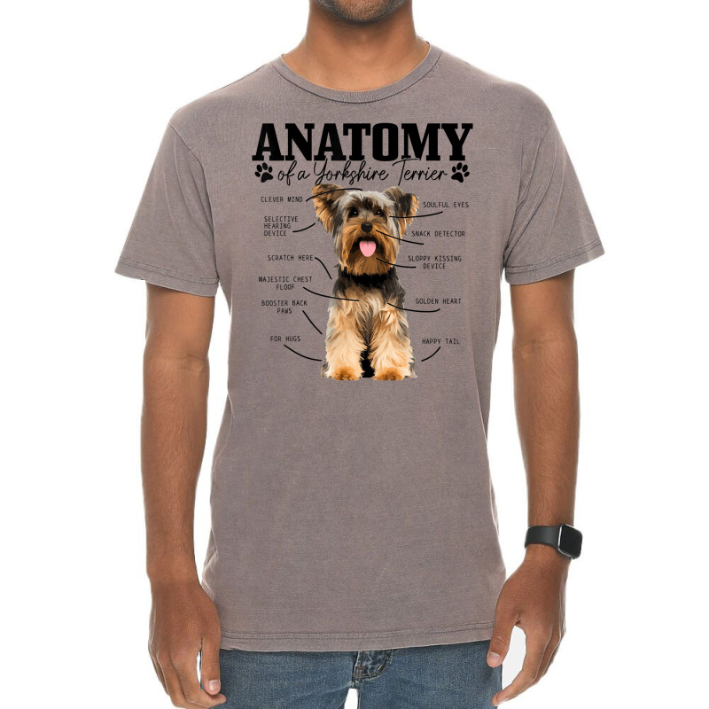 Anatomy Of A Yorkshire Terrier Funny Cute Dog York Vintage T-Shirt by marva | Artistshot