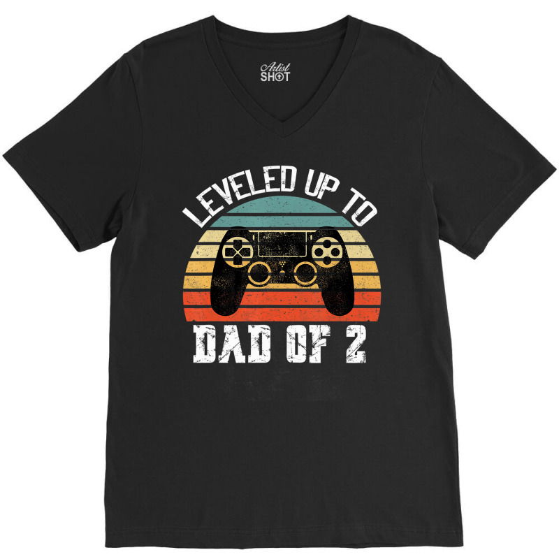 Daddy Again Leveled Up To Dad Of 2 Dad T Shirt V-Neck Tee by holubarpro | Artistshot