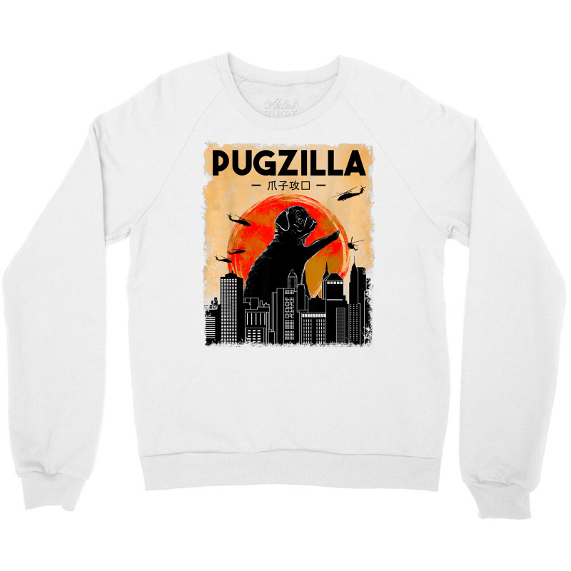 Funny Pug Dog Pugzilla Christmas Gifts For Pug Lov Crewneck Sweatshirt by onofre | Artistshot