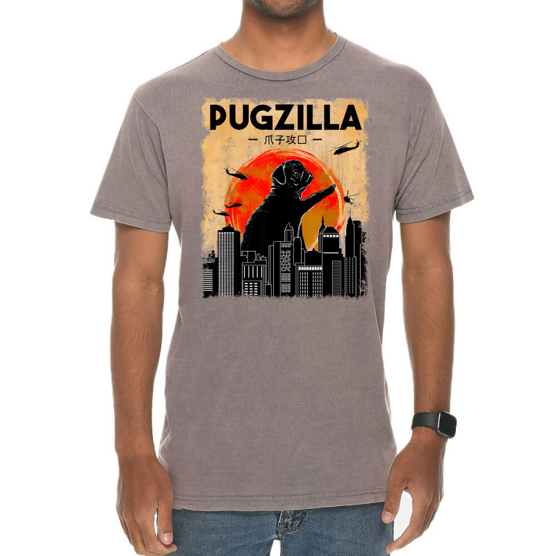 Funny Pug Dog Pugzilla Christmas Gifts For Pug Lov Vintage T-Shirt by onofre | Artistshot