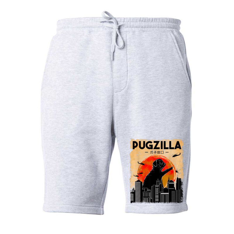 Funny Pug Dog Pugzilla Christmas Gifts For Pug Lov Fleece Short by onofre | Artistshot