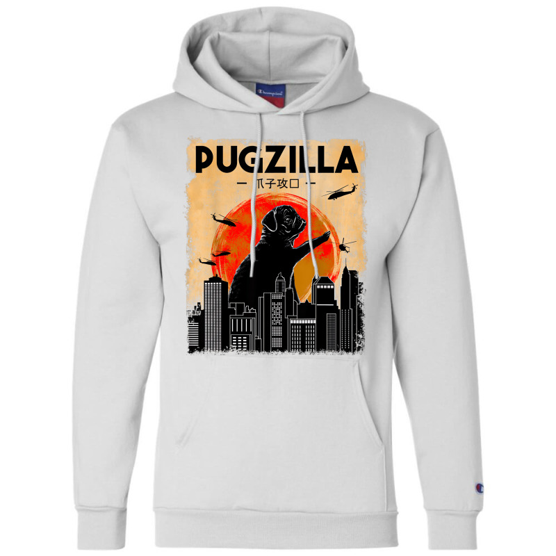 Funny Pug Dog Pugzilla Christmas Gifts For Pug Lov Champion Hoodie by onofre | Artistshot