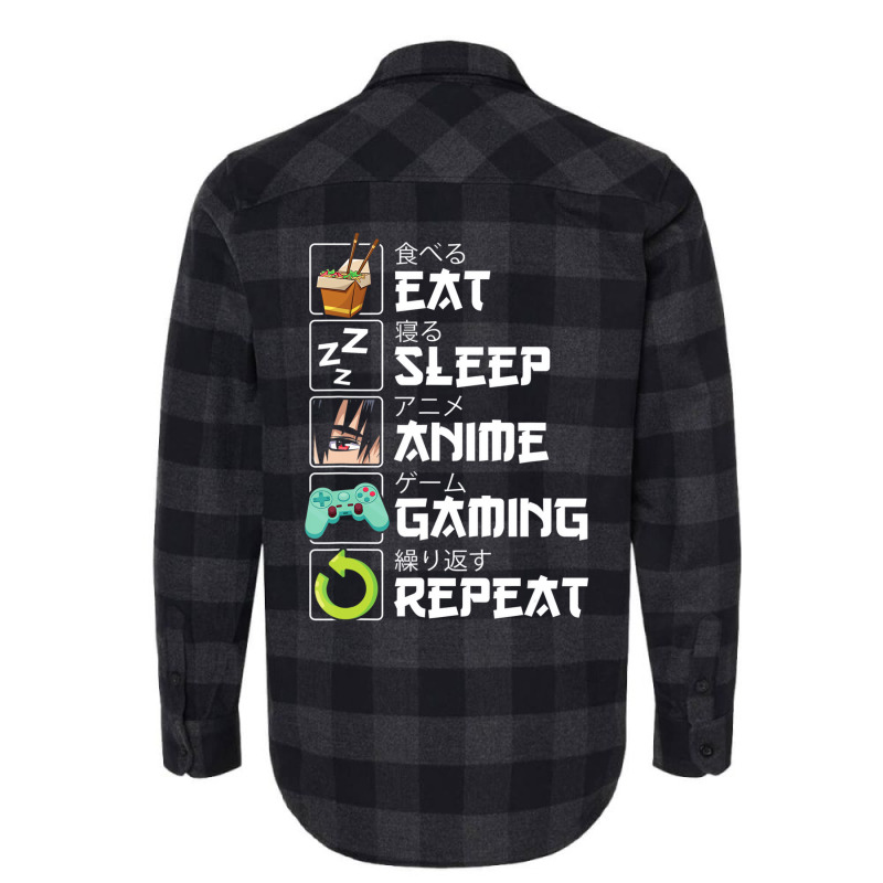 Eat Sleep Anime Gaming Repeat Kawaii Otaku Anime M Flannel Shirt | Artistshot