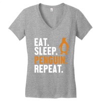 Eat Sleep Penguin Repeat Emperor Sea Bird King Pen Women's V-neck T-shirt | Artistshot