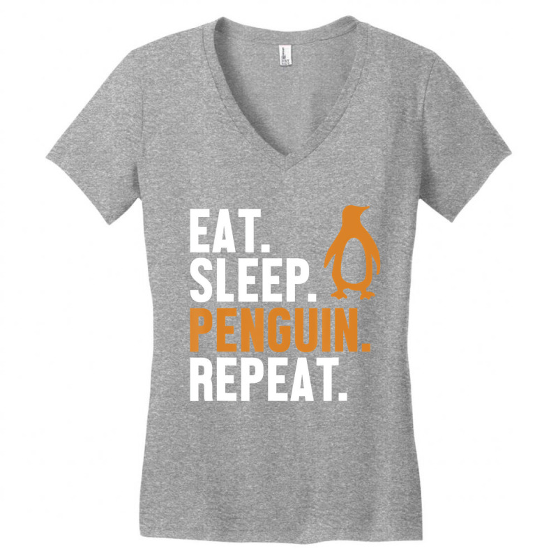 Eat Sleep Penguin Repeat Emperor Sea Bird King Pen Women's V-Neck T-Shirt by daysicrai | Artistshot