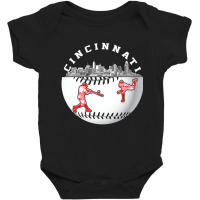 Cincinnati Vintage Baseball Tee Distressed Gameday Baby Bodysuit | Artistshot