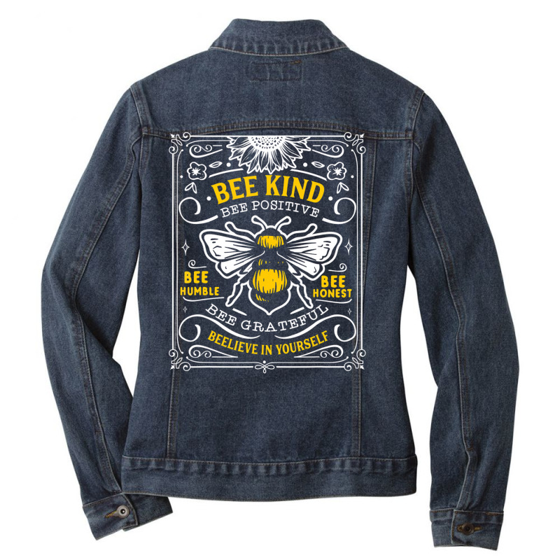 Bumblebee Bee Kind Bee Humble Save The Bees T Shir Ladies Denim Jacket | Artistshot