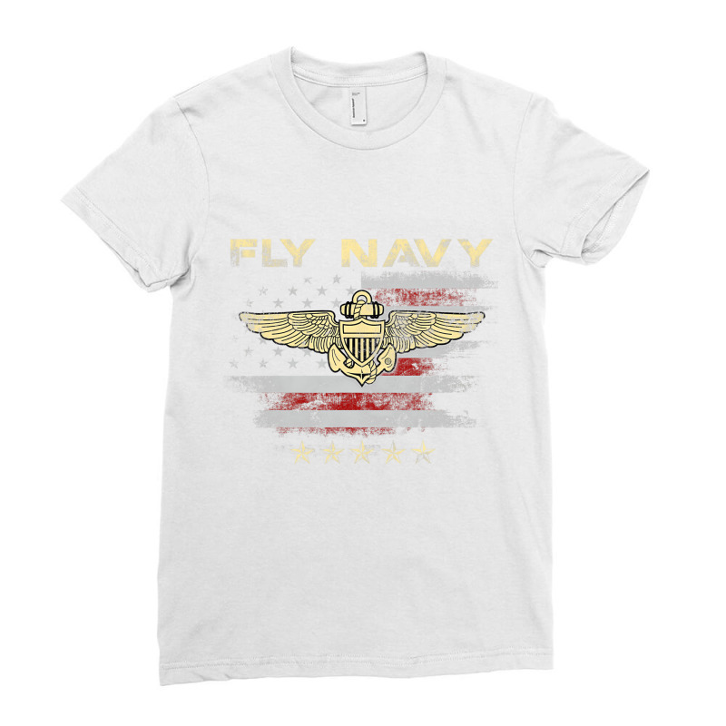 Fly Navy Shirt Classic Naval Officer Pilot Wings T Ladies Fitted T-Shirt by christieus | Artistshot