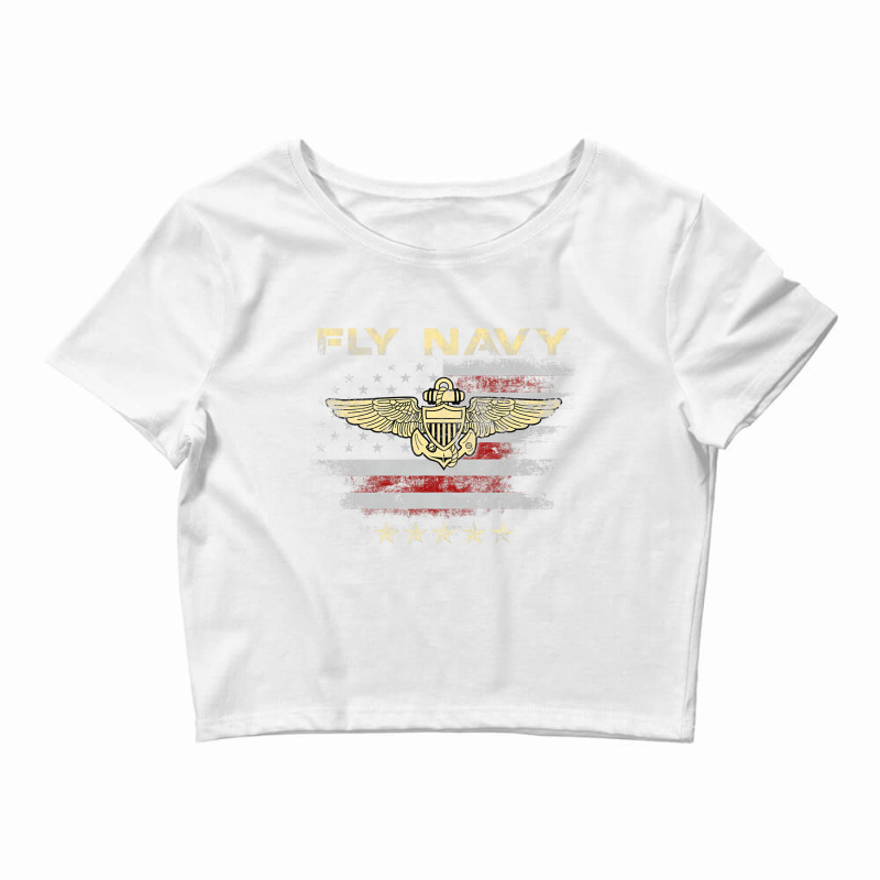 Fly Navy Shirt Classic Naval Officer Pilot Wings T Crop Top by christieus | Artistshot