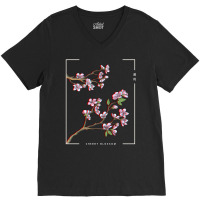 Japanese Aesthetic Vaporwave Cherry Blossom Glitch V-neck Tee | Artistshot