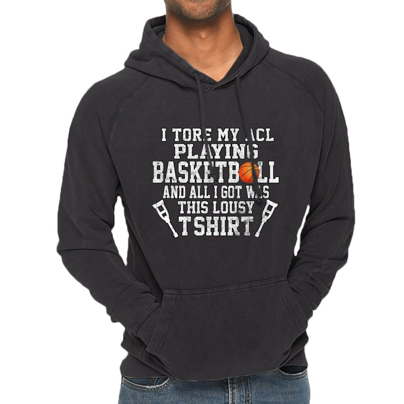 Funny Knee Surgery Torn Acl Basketball Distressed Vintage Hoodie | Artistshot