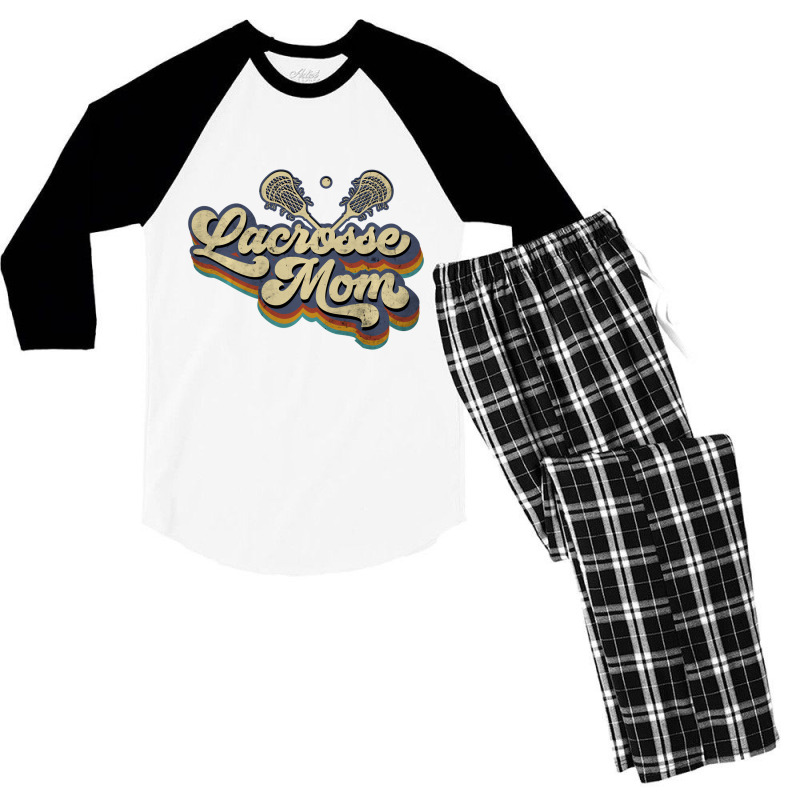 Lacrosse Mom Vintage Retro Lacrosse Stick Sun Gift Men's 3/4 Sleeve Pajama Set | Artistshot