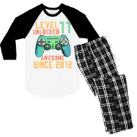 Level 11 Unlocked 11th Birthday 11 Year Old Boy Ga Men's 3/4 Sleeve Pajama Set | Artistshot