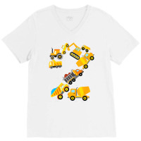 Construction Truck 2nd Birthday 2 Years Old Digger V-neck Tee | Artistshot