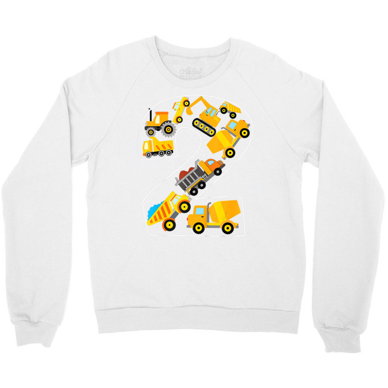 Construction Truck 2nd Birthday 2 Years Old Digger Crewneck Sweatshirt | Artistshot