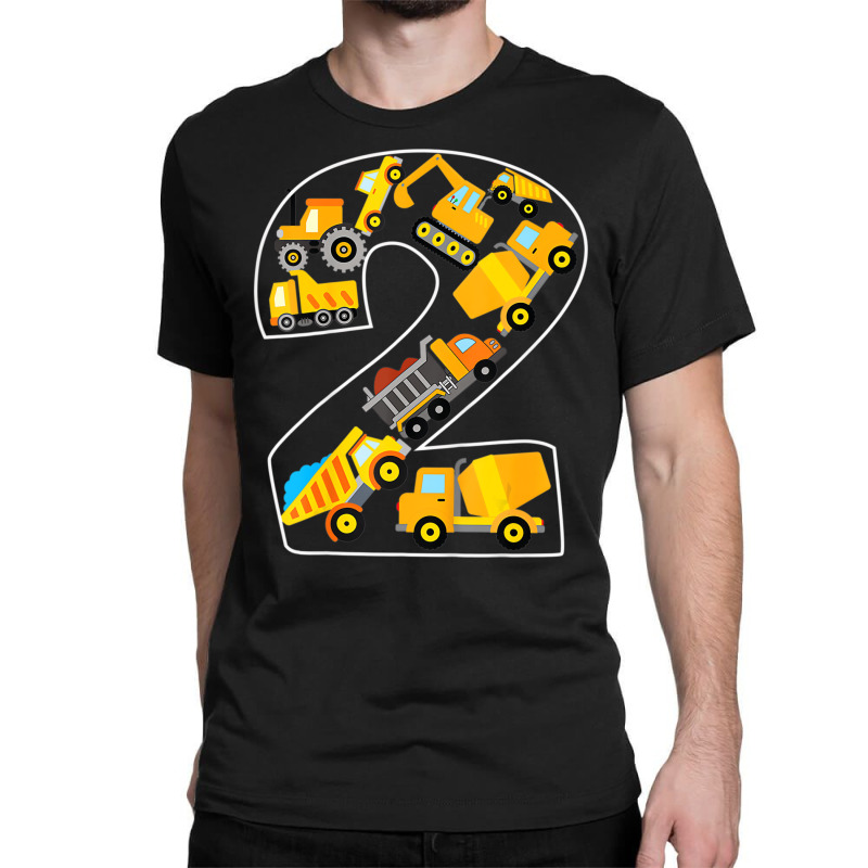 Construction Truck 2nd Birthday 2 Years Old Digger Classic T-shirt | Artistshot