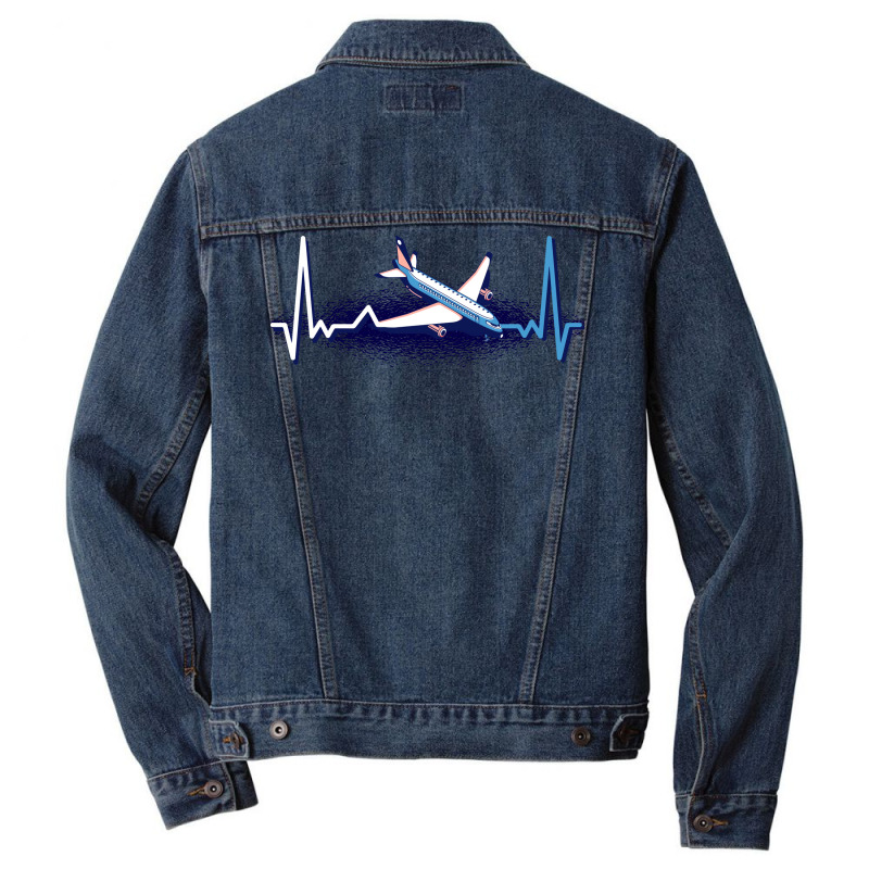 Heartbeat Pilot Plane Summer Men Denim Jacket | Artistshot