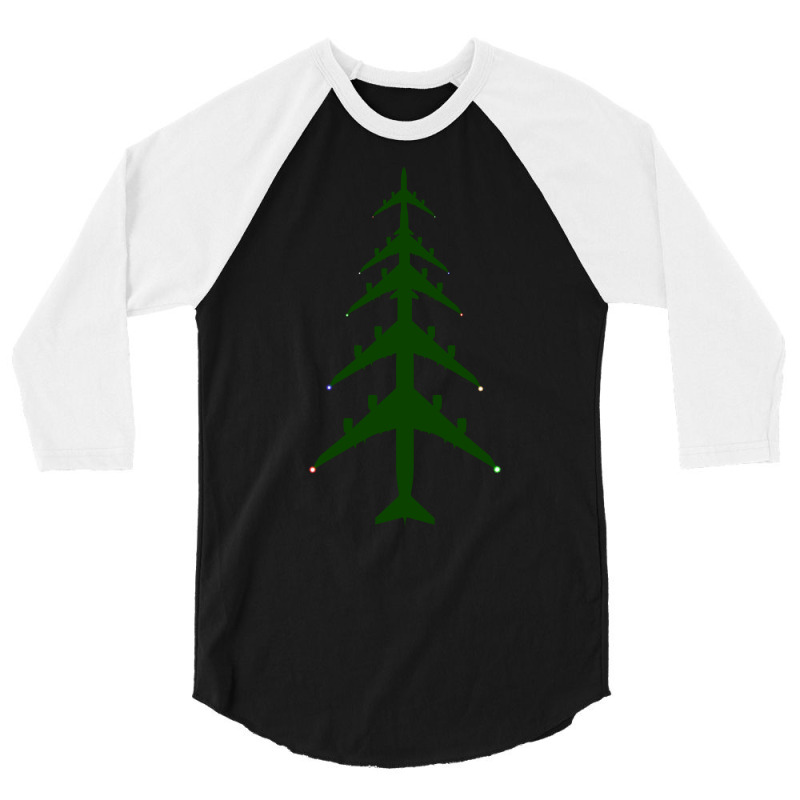 Airliner Airplane Christmas Tree Aviation Holiday 3/4 Sleeve Shirt | Artistshot