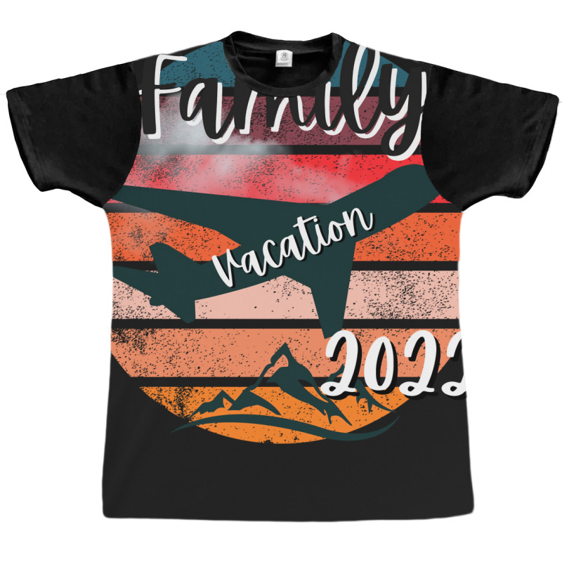 Family Vacation 2022 On Vintage Sunset Airplane Ba Graphic T-shirt | Artistshot