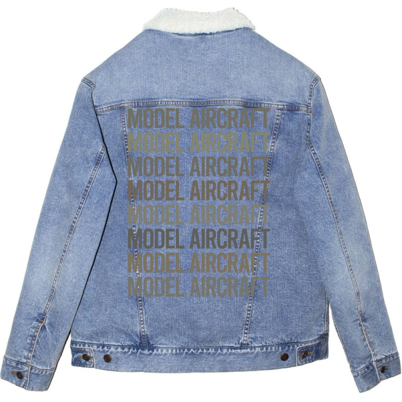 Gray Text Art Model Aircraft Girl Unisex Sherpa-lined Denim Jacket | Artistshot