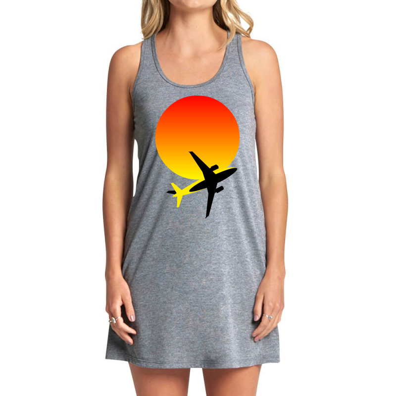 Minimalist Airplane And Sunset Silhouette Hipster Tank Dress by kayyalrascona | Artistshot