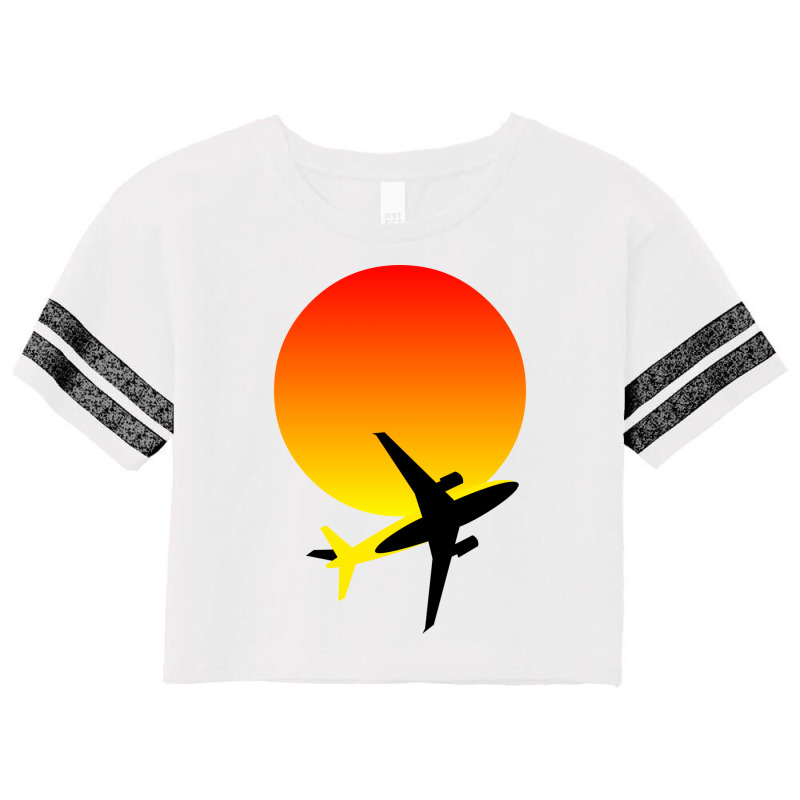 Minimalist Airplane And Sunset Silhouette Hipster Scorecard Crop Tee by kayyalrascona | Artistshot