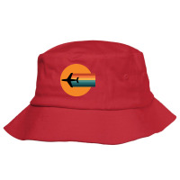 Airplane Rainbow Flight Retro Color Stars Bucket Hat | Artistshot